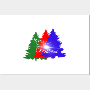 Merry Christmas on Three Trees Posters and Art